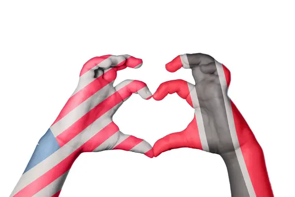 Liberia Trinidad Und Tobago Herz Hand Macht Herz Clipping Path — Stockfoto