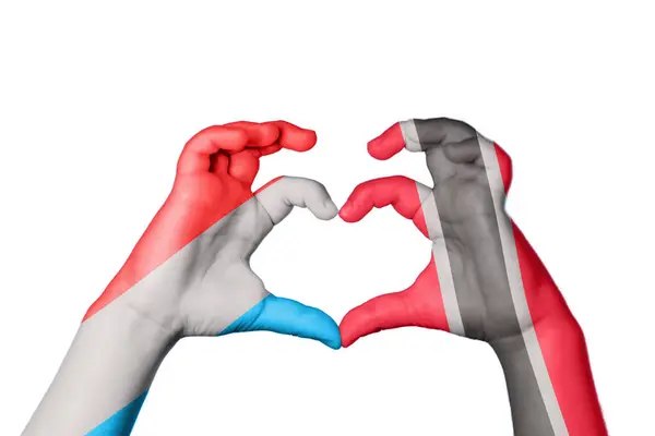 Luxemburg Trinidad Och Tobago Heart Hand Gest Att Göra Hjärta — Stockfoto