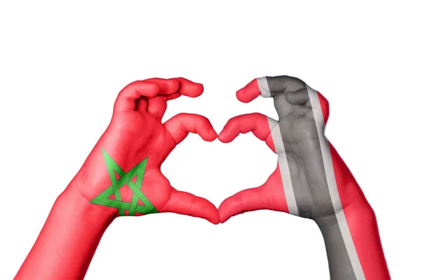 Maroko Trinidad Tobago Heart Ruční Gesto Tvorby Srdce Ořezávání Stezka — Stock fotografie