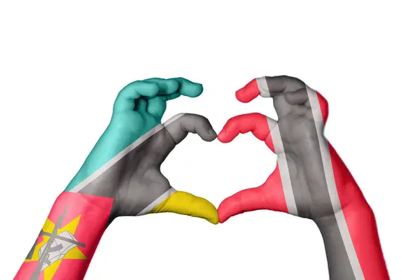 Mozambique Trinidad Tobago Heart Hand Gesture Making Heart Clipping Path — Stock Photo, Image