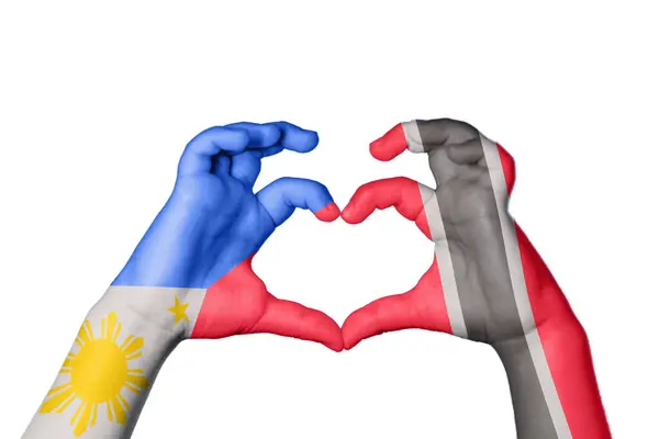 Φιλιππίνες Τρινιντάντ Και Τομπάγκο Καρδιά Χέρι Χειρονομία Κάνοντας Καρδιά Ψαλίδισμα — Φωτογραφία Αρχείου