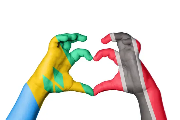 Saint Vincent Grenadines Trinidad Tobago Heart Hand Gesture Making Heart — Stock Photo, Image