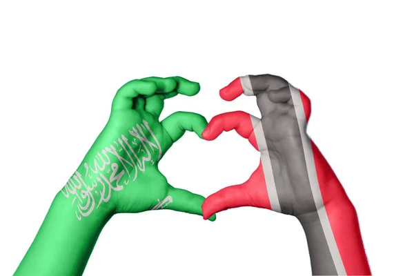 Saudi Arabien Trinidad Und Tobago Herz Handbewegung Die Herz Macht — Stockfoto