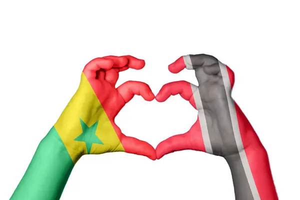 Serce Trynidadu Senegalskiego Tobago Ręczny Gest Serca Ścieżka Przecinania — Zdjęcie stockowe