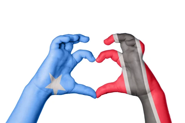 Somalia Trinidad Tobago Heart Hand Gesture Making Heart Clipping Path — Stock Photo, Image
