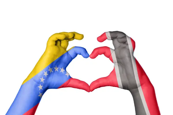 Venezuela Trinidad Tobago Corazón Hacer Gestos Corazón Recortar Camino — Foto de Stock