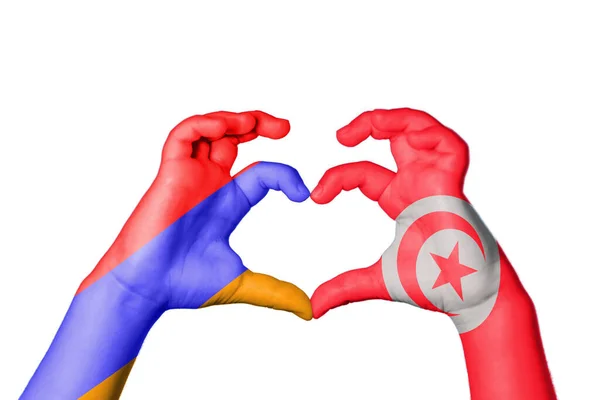 Armenia Tunezja Serce Gest Ręczny Serca Ścieżka Przecinania — Zdjęcie stockowe
