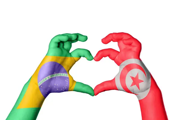 Brazylia Tunezja Serce Ręczny Gest Serca Ścieżka Klipu — Zdjęcie stockowe