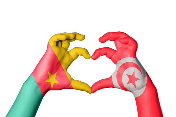 Kamerun Tunezja Serce Gest Ręczny Serca Ścieżka Clipping — Zdjęcie stockowe