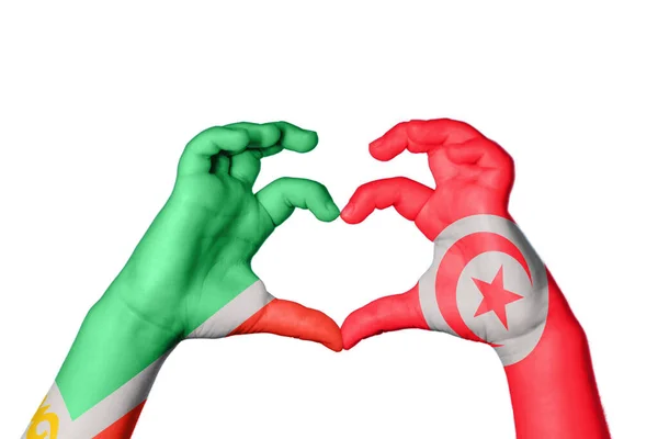 Chechnya Tunisia Heart Hand Gesture Making Heart Clipping Path — Stock Photo, Image