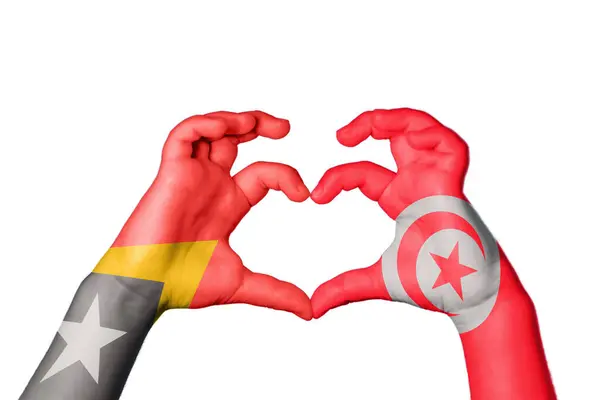 Timor Wschodni Tunezja Serce Ręczny Gest Podejmowania Serca Ścieżka Clipping — Zdjęcie stockowe