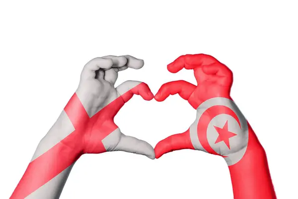 Anglia Tunezja Serce Ręczny Gest Serca Ścieżka Przecinania — Zdjęcie stockowe