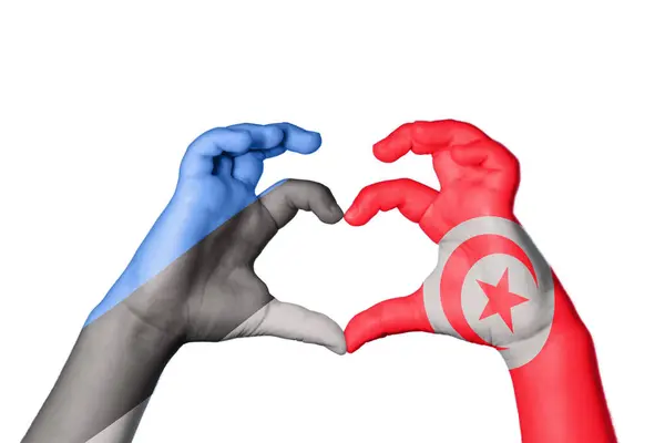 Estonia Tunezja Serce Gest Ręczny Serca Ścieżka Klipu — Zdjęcie stockowe