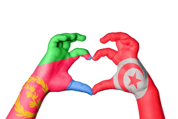 Eritreia Tunísia Coração Gesto Mão Fazendo Coração Clipping Path — Fotografia de Stock