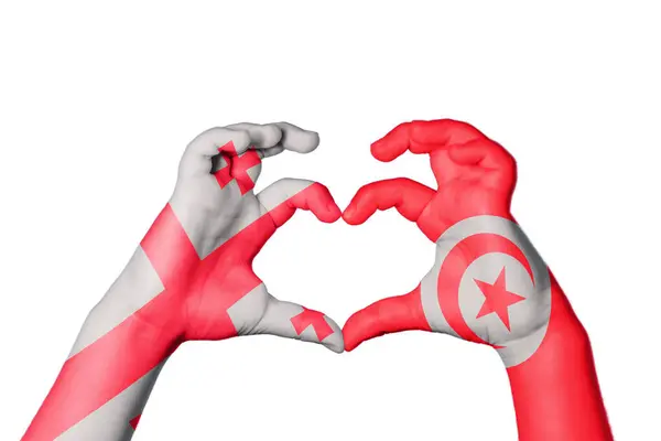 Georgia Tunísia Coração Gesto Mão Fazendo Coração Clipping Path — Fotografia de Stock