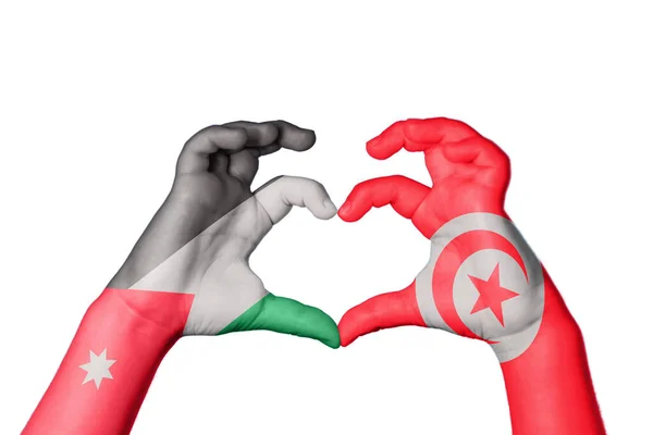 Jordanië Tunesië Hart Handgebaar Maken Hart Knippad — Stockfoto