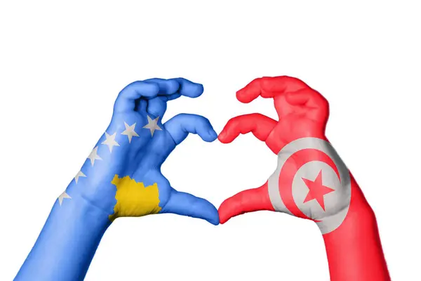 Koszovó Tunézia Szív Kézmozdulatok Készítése Szív Vágási Útvonal — Stock Fotó