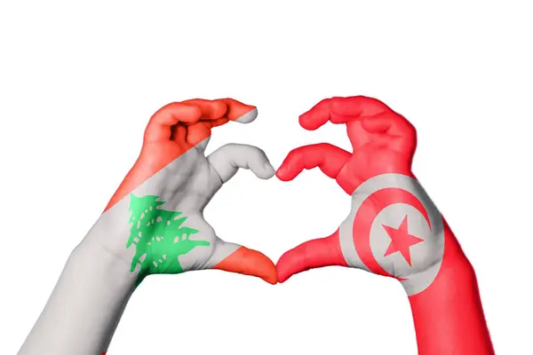 Liban Tunezja Serce Gest Ręczny Serca Ścieżka Clipping — Zdjęcie stockowe