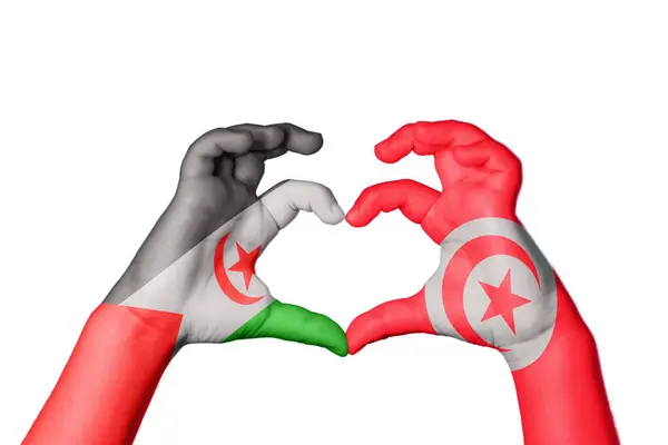 Sahrawi Arabska Republika Demokratyczna Tunezja Serce Gest Ręczny Serca Ścieżka — Zdjęcie stockowe