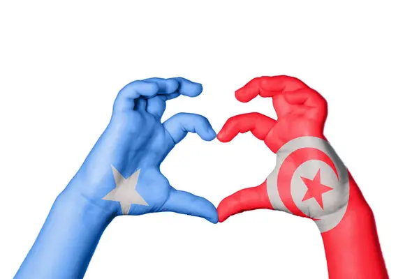 Somalia Tunezja Serce Gest Ręczny Serca Ścieżka Przecinania — Zdjęcie stockowe