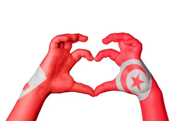 Tonga Tunisien Hjärta Hand Gest Att Göra Hjärta Klippning Vägen — Stockfoto
