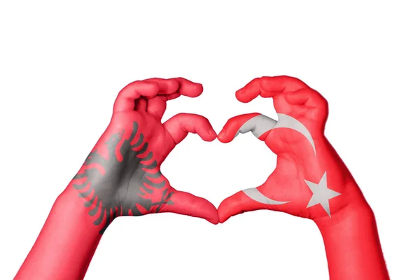 Albánie Turecko Srdce Ruční Gesto Dělat Srdce Ořezávání Stezka — Stock fotografie