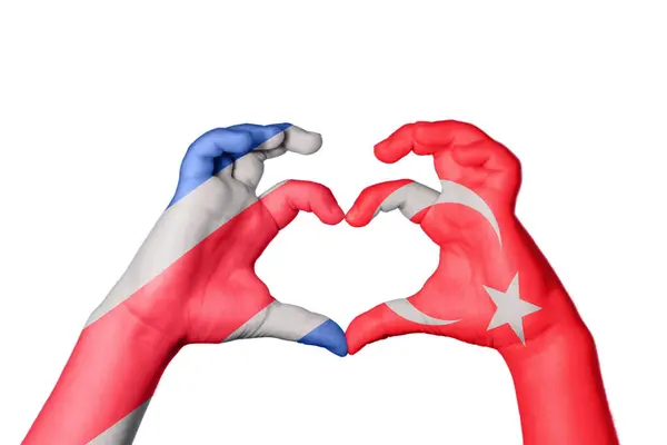 Costa Rica Τουρκία Καρδιά Χέρι Χειρονομία Κάνοντας Καρδιά Ψαλίδισμα Διαδρομή — Φωτογραφία Αρχείου