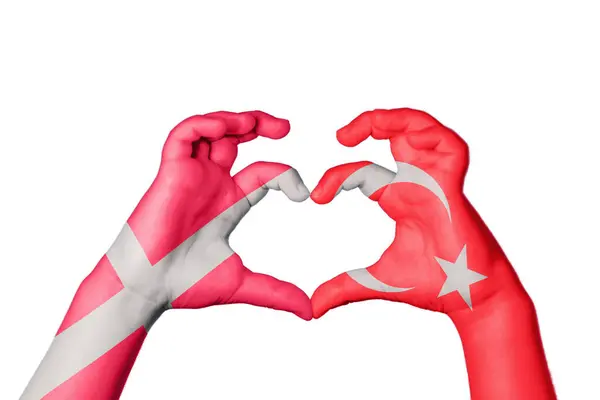 Dinamarca Turquia Coração Gesto Mão Fazendo Coração Clipping Path — Fotografia de Stock