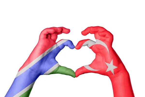 Гамбия Турция Сердце Жест Руки Делает Сердце Клиппинг Путь — стоковое фото