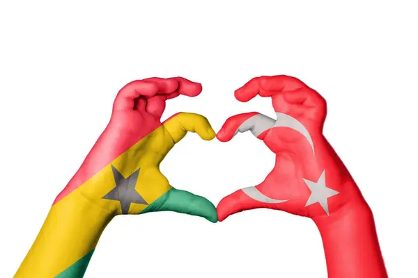 Ghana Turquía Corazón Hacer Gesto Mano Del Corazón Recortar Camino —  Fotos de Stock