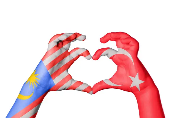 Malezja Turcja Serce Ręki Gest Podejmowania Serca Ścieżka Clipping — Zdjęcie stockowe