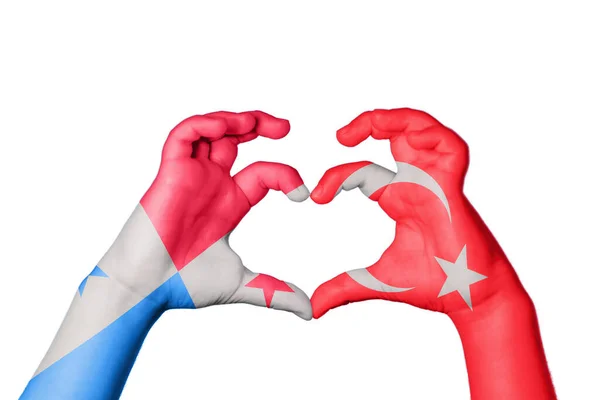 Панама Туреччина Серце Жест Рук Робить Серце Відсічний Контур — стокове фото