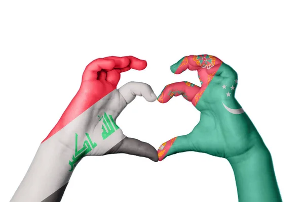 イラク トルクメニスタン心臓 ハンドジェスチャー作り心臓 クリッピングパス — ストック写真