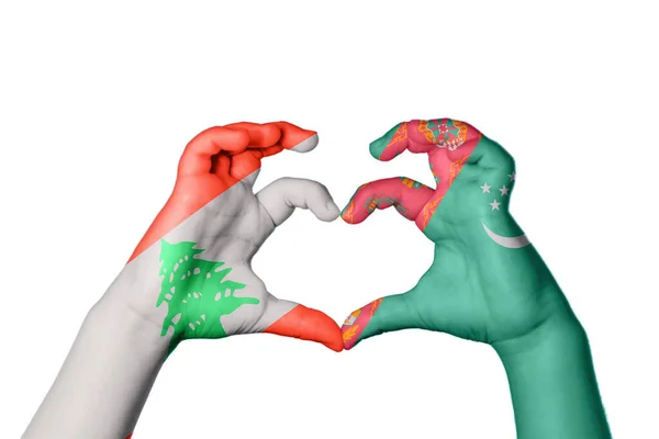 Libanon Turkmenistan Herz Handgeste Die Herz Macht Clipping Path — Stockfoto