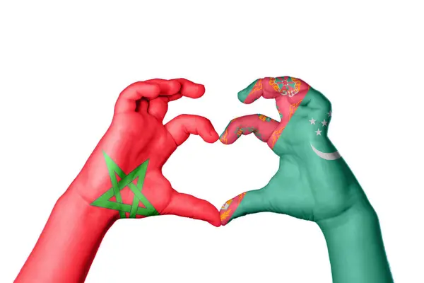 Marokkó Türkmenisztán Szív Kéz Gesztus Készítő Szív Vágóút — Stock Fotó