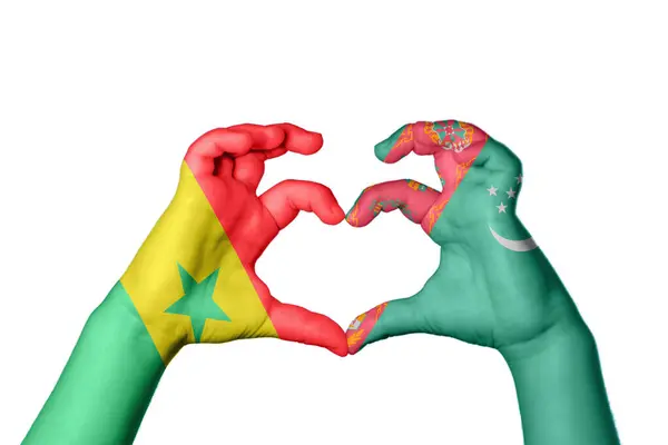 Senegal Turkmenistán Corazón Hacer Gestos Corazón Recortar Camino — Foto de Stock