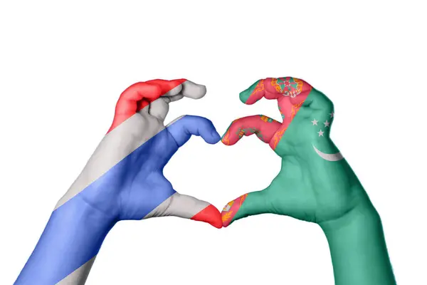 Thailand Turkmenistan Heart Hand Gesture Making Heart Clipping Path — Stock Photo, Image