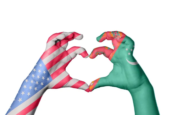 Spojené Státy Americké Turkmenistan Heart Hand Gesture Making Heart Clipping — Stock fotografie
