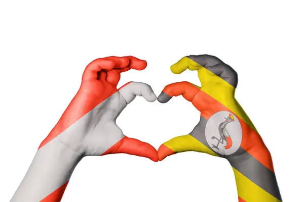 奥地利乌干达心 手手势造心 收割之路 — 图库照片