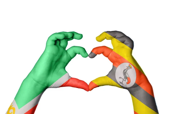 Tsjetsjenië Oegandese Hart Hand Gebaar Maken Hart Knippen Pad — Stockfoto