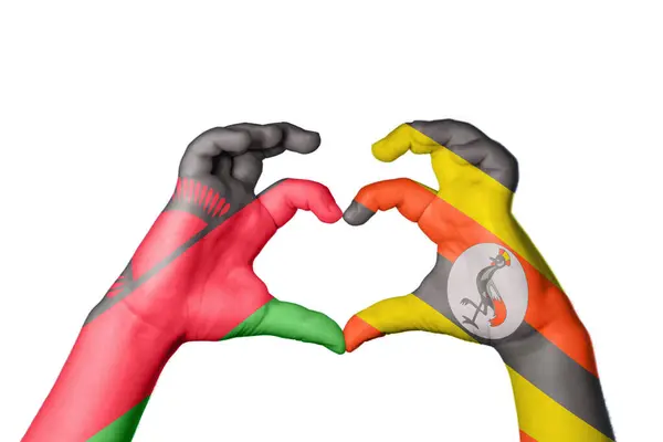 马拉维乌干达心 手手势造心 收割之路 — 图库照片