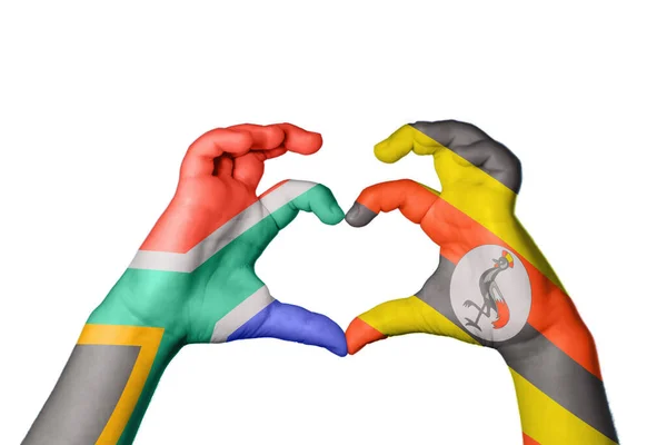 남아프리카 공화국 우간다 심장을 만드는 제스처 클리핑 — 스톡 사진