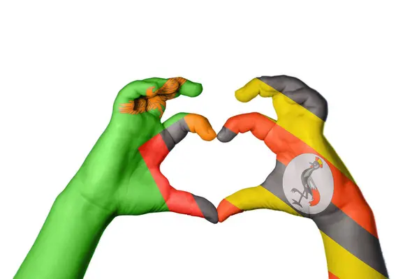 赞比亚Uganda Heart Hand Gesture Making Heart Clipping Path — 图库照片