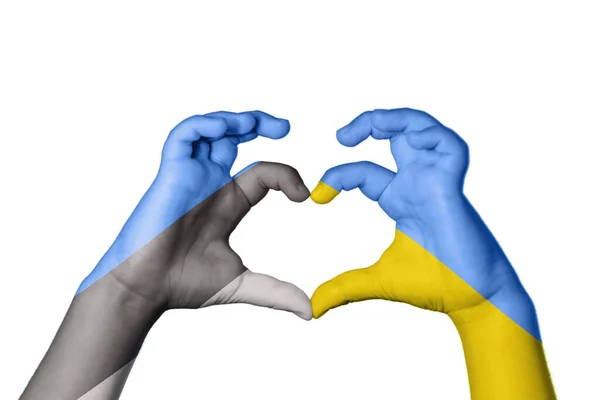 Эстония Ukraine Heart Hand Gesture Making Heart Clipping Path — стоковое фото