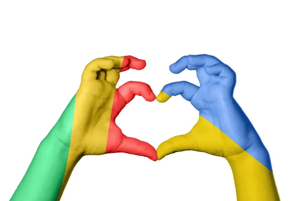 Republic Congo Ukraine Heart Hand Gesture Making Heart Clipping Path — Stock Photo, Image