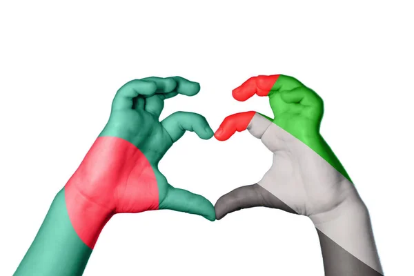 Bangladesh United Arab Emirates Heart Hand Gesture Making Heart Clipping — Stock Photo, Image