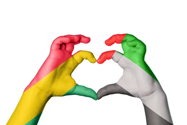 Bolivie Émirats Arabes Unis Coeur Geste Main Faisant Coeur Sentier — Photo