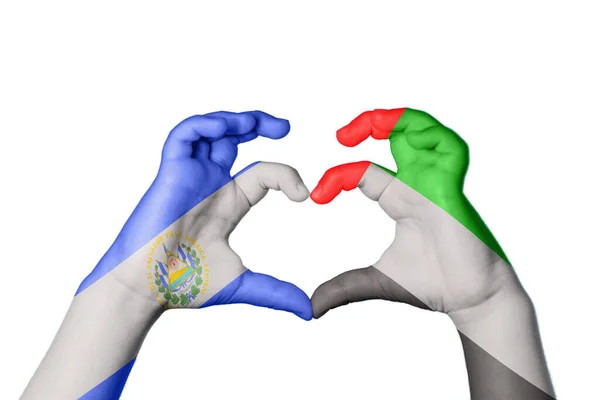 Salvador Emirados Árabes Unidos Coração Mão Gesto Fazendo Coração Clipping — Fotografia de Stock
