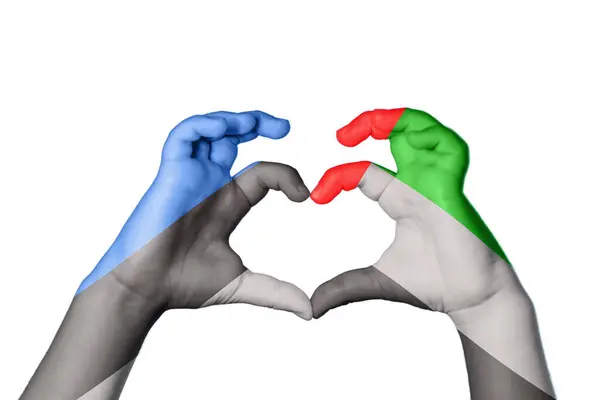 Estonia Zjednoczone Emiraty Arabskie Serce Gest Ręczny Serca Ścieżka Klipu — Zdjęcie stockowe