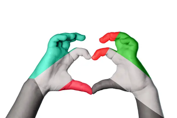 Kuwait Vereinigte Arabische Emirate Herz Handbewegung Die Herz Macht Clipping — Stockfoto